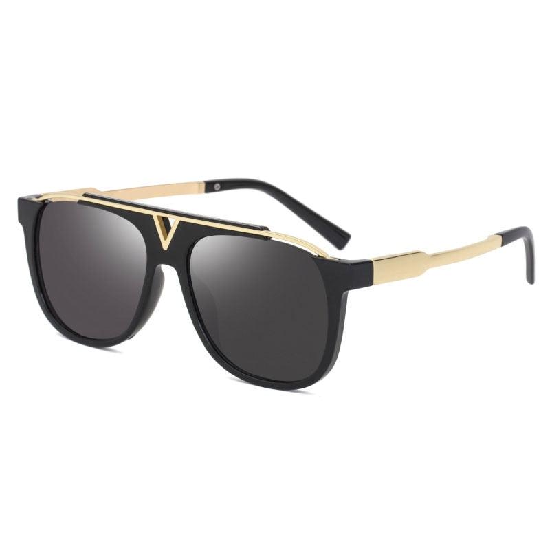 Men's retro style luxury sunglasses with gold frame