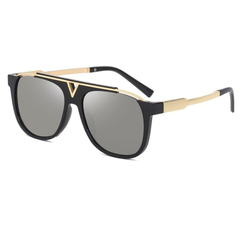 Men's retro style luxury sunglasses with gold frame