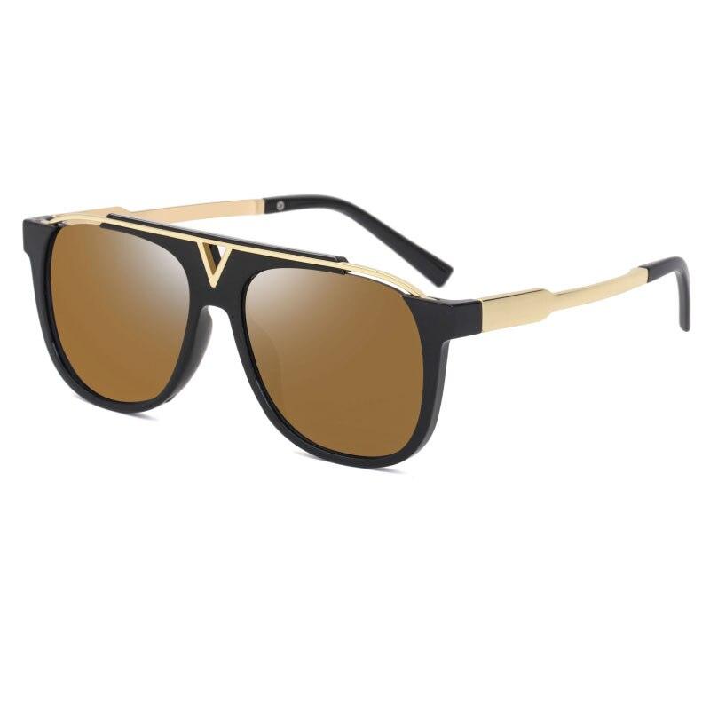 Men's retro style luxury sunglasses with gold frame